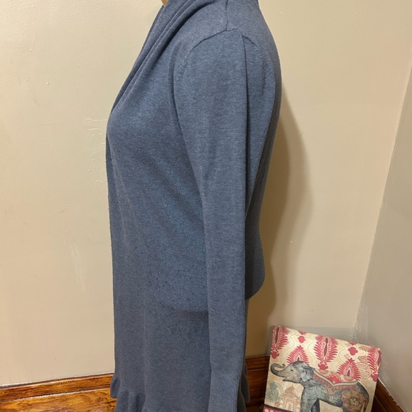 Vida Milano Women's Size  Large Soft Wool Blend Ruffled Duster Cardigan - Picture 4 of 8